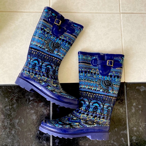 patterned rain boots